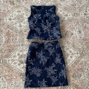 Ann Taylor Navy Floral Two-Piece Set